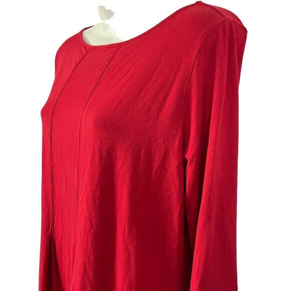 J Jill Wearever Womens Red Pleated Stretch Knit 3/4 Sleeve Above Length Dress M - Picture 10 of 16